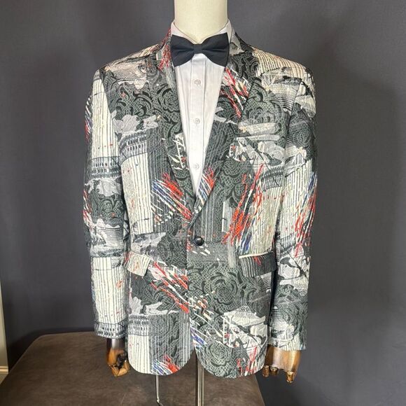 Multicolor Men's Formal Blazer Suit Jacket Notched Lapel One Button Size 42 NWT